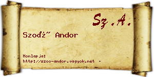 Szoó Andor névjegykártya