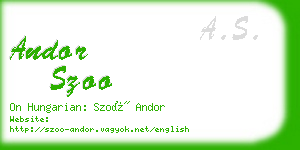 andor szoo business card